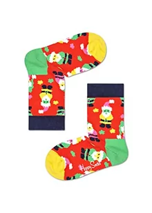 Happy Socks Kids Santa Sock, Skarpety dla dzieci, Zielony-Żółty-Fioletowy-Rosa-Biały (7-9Y) - Skarpetki damskie - miniaturka - grafika 1