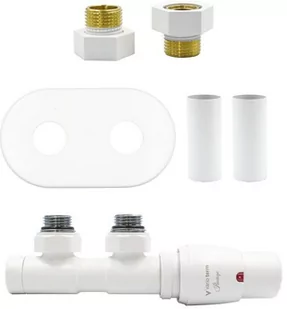 Zawór termostatyczny 50mm TWINS biały mat prawy GZ1/2 All in One - Zawory i kraniki - miniaturka - grafika 1