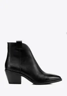 Półbuty męskie - Damskie kowbojki ze skóry naturalnej krótkie czarne - miniaturka - grafika 1