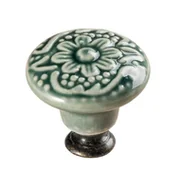 Meble modułowe i akcesoria - Piękna Gałka Meblowa Porcelana Zielona 34mm - miniaturka - grafika 1