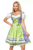 Sukienki - Dirndline Damska tradycyjna sukienka w krat? na specjalne okazje, Niebieski/zielony/bia?y, L - miniaturka - grafika 1