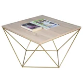 Ławy i stoliki kawowe - Kwadratowy stolik kawowy dąb sonoma + złoty L2-W32 - miniaturka - grafika 1