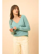 Swetry damskie - Just Cashmere Kaszmirowy sweter "Phoebe" w kolorze turkusowym - miniaturka - grafika 1