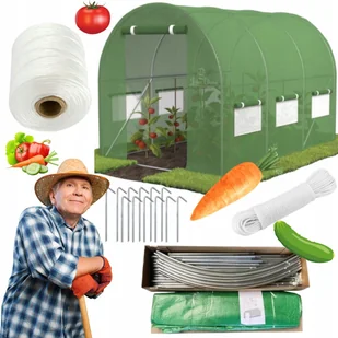 TUNEL FOLIOWY OGRODOWY SZKLARNIA NAMIOT 6M² 2X3X2 M ZIELONY UV-4 + SZNUREK - Szklarnie ogrodowe - miniaturka - grafika 1