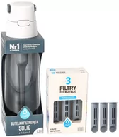 Butelki filtrujące - Butelka filtrująca Solid Jeansowa Stalowa 0,7L + 4x filtr wkład węglowy do butelki - miniaturka - grafika 1