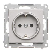 Gniazdka elektryczne - Kontakt Simon Gniazdo Schuko z przesłonami Simon 55 - aluminium mat - miniaturka - grafika 1