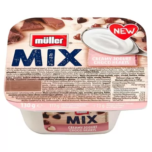 Müller Mix Jogurt słodzony aromatyzowany z chrupkami zbożowymi w kształcie serc 130 g - Kefiry, jogurty, maślanki - miniaturka - grafika 1