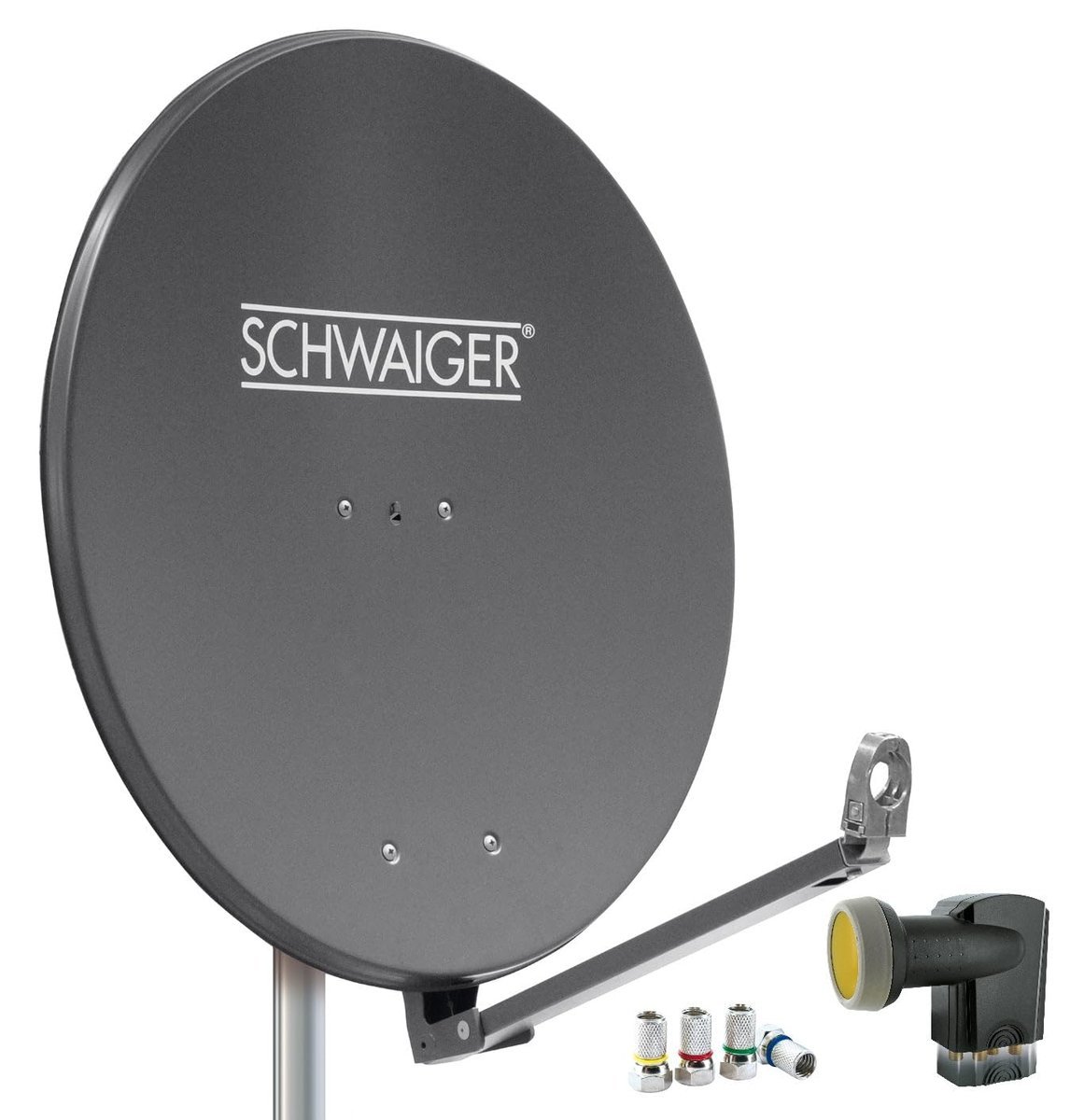 SCHWAIGER 4609 Zestaw Satelitarny Antena Aluminiowa Quad LNB 8x F-plug $7 \