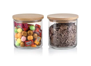 530ml SŁOIK szklany z drewnianym wieczkiem POJEMNIK kuchenny przechowywanie - Pojemniki kuchenne - miniaturka - grafika 1