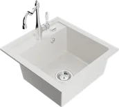 Zlewozmywaki z baterią - Mexen Vito zlewozmywak granitowy 1-komorowy z baterią kuchenną Carla, biały - 6503-20-670700-00 - miniaturka - grafika 1