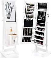 Biżuteria - akcesoria - Szafka na biżuterię z lustrem, stojak na biżuterię z miejscem do przechowywania, szafka na biżuterię z lustrem, zamykana szafka na biżuterię i kosmetyki (biała) - miniaturka - grafika 1