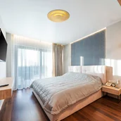 Lampy sufitowe - Globo Lampa sufitowa LED Heda, Ø 35 cm, w kolorze złotym, metalowa - miniaturka - grafika 1