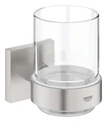 Wieszaki łazienkowe - Grohe QuickFix Start Cube - Sklanka na szczoteczkę i pastę do zębów, z uchwytem, szkło/Supersteel 41097DC0 - miniaturka - grafika 1