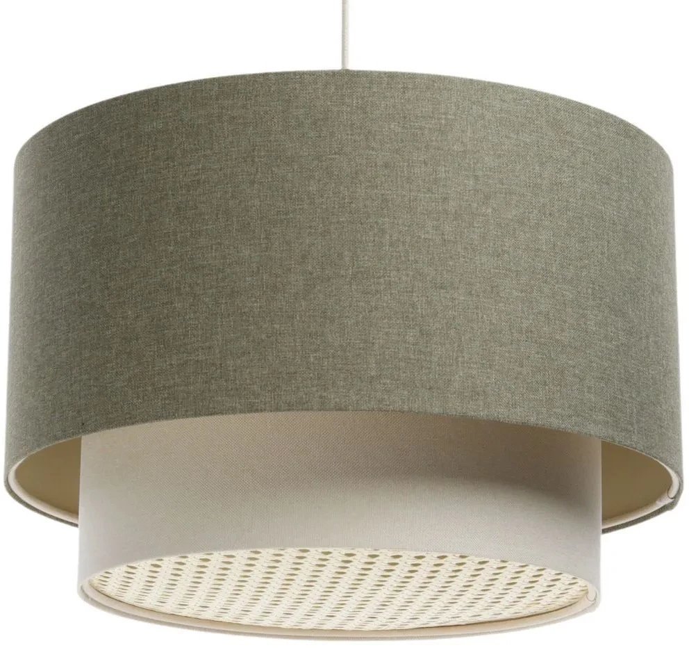 Lampa wisząca ERUTAN DOUBLE RATTAN 50 zielona/kremowa BPS KONCEPT