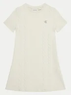 Sukienki i spódniczki dla dziewczynek - Calvin Klein Jeans Sukienka dzianinowa IG0IG02772 Écru Regular Fit - miniaturka - grafika 1