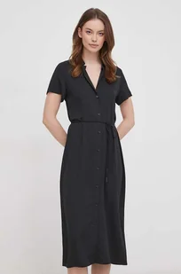 Calvin Klein sukienka kolor czarny midi rozkloszowana - Sukienki - miniaturka - grafika 1