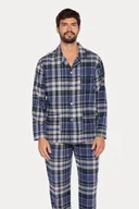 Piżamy męskie - Flanelowa piżama męska MANUEL XXL Ciemnoniebieski - miniaturka - grafika 1