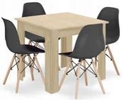 Stoły z krzesłami - Stół Skandynawski Dąb Sonoma Z Czarnymi Krzesłami 4 Szt F4-D63 - miniaturka - grafika 1