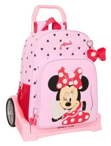 Safta MINNIE MOUSE NAIVE plecak szkolny 180, ergonomiczny plecy, z wózkiem Evolution, idealny dla dzieci w różnym wieku, wygodny i wszechstronny, jakość i wytrzymałość, 33 x 14 x 42 cm, Jasnoróżowy,