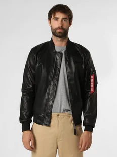 Alpha Industries Kurtka męska Mężczyźni Sztuczna skóra czarny jednolity, XL - Kurtki męskie - miniaturka - grafika 1
