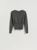 Swetry damskie - Reserved - Kardigan z domieszką wełny - szary - miniaturka - grafika 1