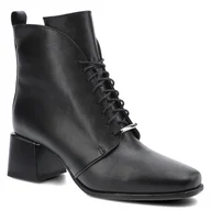 Botki damskie - Czarne Botki Karino Damskie Eleganckie Obuwie - miniaturka - grafika 1