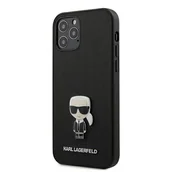 Etui i futerały do telefonów - Karl Lagerfeld KLHCP12MIKMSBK iPhone 12 /12 Pro 6,1" czarny/black hardcase Saffiano Ikonik Metal - miniaturka - grafika 1