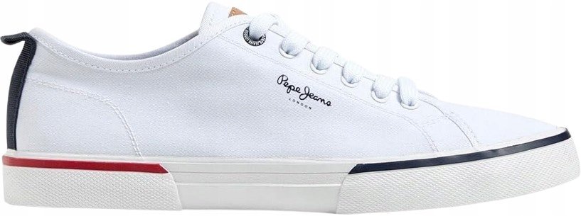 PEPE JEANS BIAŁE MĘSKIE TRAMPKI SZNUROWANE MATERIAŁOWE 44 1J6A