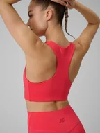 Bielizna sportowa damska - 4F Biustonosz treningowy z niskim wsparciem damski - czerwony XS - miniaturka - grafika 1