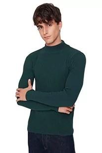 Trendyol Męska bluza z wysokim dekoltem, gładka, wąska bluza, szmaragdowa, M, zieony (Szmaragdowa zieleń), M - Bluzy męskie - miniaturka - grafika 1