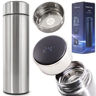Kubki termiczne - KUBEK TERMICZNY TERMOS SMART LED 500ML SREBRNY - miniaturka - grafika 1
