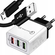 Ładowarki do telefonów - SZYBKA ŁADOWARKA SIECIOWA QC 18W do telefonu + KABEL MICRO USB przewód 1m - miniaturka - grafika 1