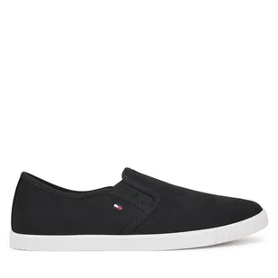 Tenisówki Tommy Hilfiger Canvas Slip-On Sneaker FW0FW08640 Czarny - Trampki damskie - miniaturka - grafika 1