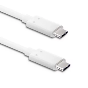 Qoltec Kabel USB 3.1 typ C męski | USB 3.1 typ C męski | 1m | Biały AKQOLTU00050508 - Kable komputerowe i do monitorów - miniaturka - grafika 1