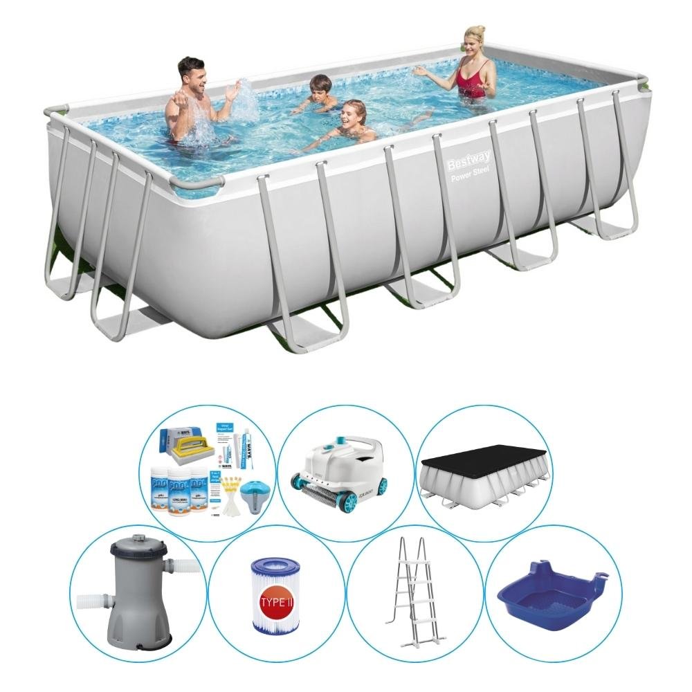 Super zestaw basenowy - Bestway Power Steel 488x244x122 cm Rechteckig