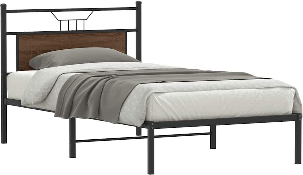 vidaXL Rama łóżka bez materaca Brązowy dąb 107x203 cm Drewno klejone