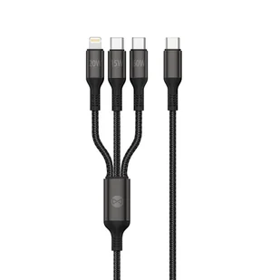 Forever kabel 3w1 USB-C - Lightning + 2x USB-C 1,2 m 60W czarny - Kable USB - miniaturka - grafika 1