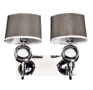 VIVERRA W2 elegancki kinkiet chromowany abażur srebrny 2xE14 - Lampy ścienne - miniaturka - grafika 1