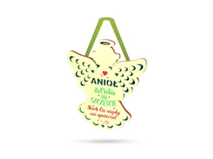 ZAWIESZKA ANIOŁ NA SZCZĘŚCIE 14cm - Dyplomy i okładki - miniaturka - grafika 1