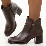 Botki damskie - Brązowe skórzane botki damskie na słupku Sergio Leone Bt25209S - miniaturka - grafika 1