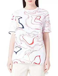 Koszulki i topy damskie - FILA Damska koszulka Saletti, White Colour Waves AOP, XS, White Colour Waves Aop, XS - grafika 1