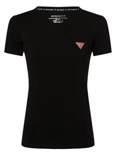 GUESS - T-shirt damski, czarny - Koszulki i topy damskie - miniaturka - grafika 1