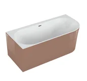 Wanny - Polimat Wanna narożna lewa Sola 160x75 cm owalna mokka syfon i przelew chrom 00639 - miniaturka - grafika 1