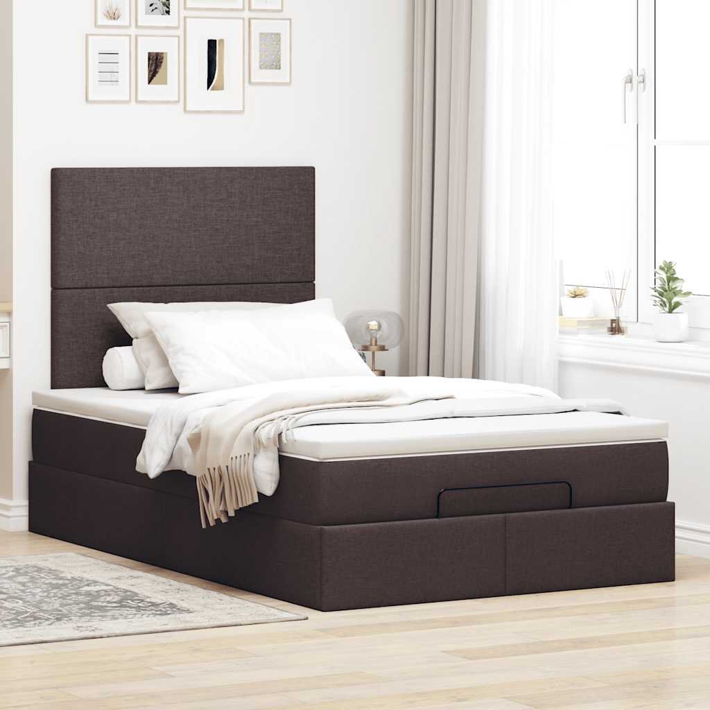 vidaXL Łóżko otomana z materacem ciemnobrązowe 120x190 cm tkanina