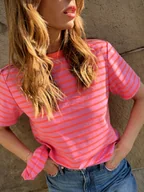 Koszule damskie - Fantasy / fluo - bawełniany t-shirt z kolorowym ściągaczem - miniaturka - grafika 1