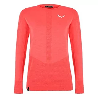 Koszulki i topy damskie - Salewa Women's ZEBRU MED WARM AMR W L/S Tee. Base Layer Top, Fluo Coral, M - grafika 1