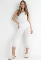 Legginsy - Białe Legginsy z Nogawką 3/4 i Gumką w Pasie Hypasia - miniaturka - grafika 1