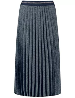 Spódnice - Taifun Damska spódnica plisowana z gumowym ściągaczem, długa spódnica plisowana wzorzysta długość do łydek, Granatowy wzór, 38 - grafika 1