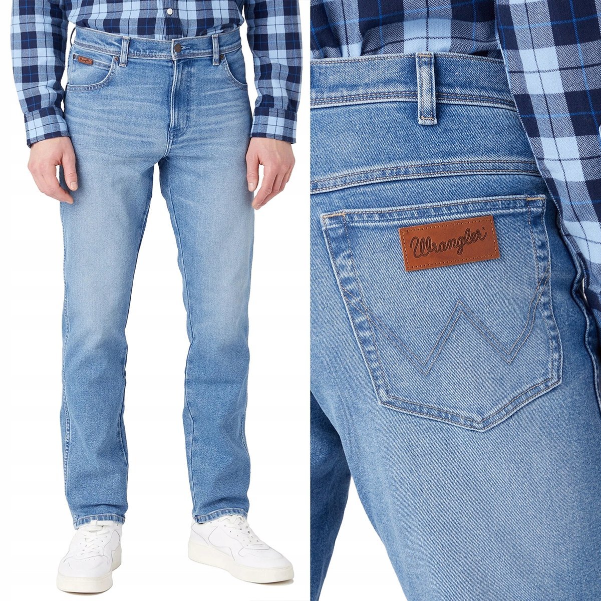 Wrangler TEXAS SLIM Blue Moon 365 WARM dopasowane spodnie jeansowe W32 L32