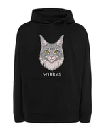 Bluzy damskie - Bluza z kapturem Maine Coon Szary Personalizowana Kot Czarna L - miniaturka - grafika 1